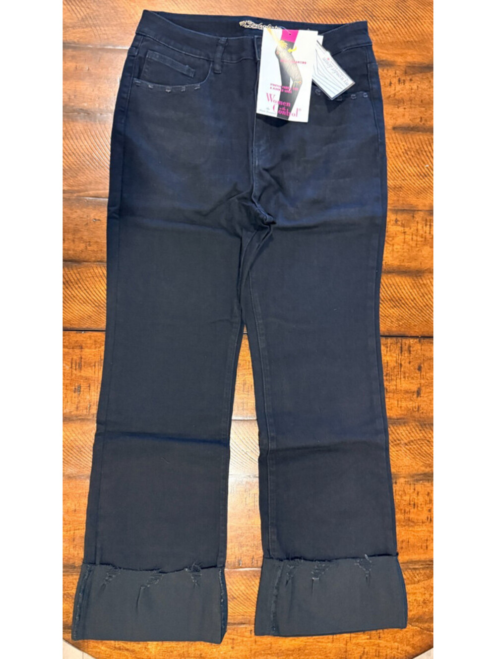 Women with Control My Wonder Denim Aya Jeans Distressed Hem Black - Size 12